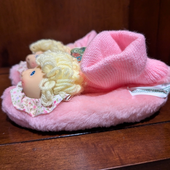 Vintage 1984 CABBAGE PATCH KIDS Pink Slippers Shoes - New With Tags - Hole - Picture 4 of 7